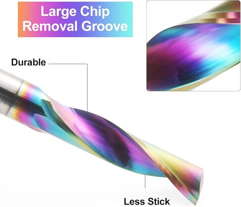 CNC Router Bits Single Flute End Mill for Aluminum Cutting - 1/8 Inch (3.175mm) Shank Solid Carbide Spiral Router Bits with DLC Coating, 3/5'' (15mm) Cutting Length CNC Bits Milling Cutter (10PCS) in Kuwait