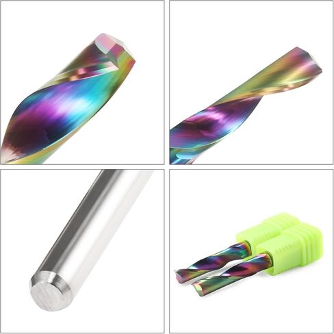 CNC Router Bits Single Flute End Mill for Aluminum Cutting - 1/8 Inch (3.175mm) Shank Solid Carbide Spiral Router Bits with DLC Coating, 3/5'' (15mm) Cutting Length CNC Bits Milling Cutter (10PCS) in Kuwait