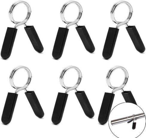 heogasinlia 1 بوصة الدمبل الربيع كليب إحكام، 1 بوصة مقاطع الحديد، 6 قطع الدمبل الربيع كليب إحكام الحديد للجنسين القياسية 1 بوصة الربيع كليب الياقات، الحديد تدريب القوة الصالة الرياضية التبعي in Kuwait