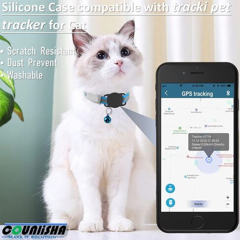 حامل سيليكون متوافق مع جهاز تتبع نظام تحديد المواقع للكلاب Tracki، غطاء إكسسوارات مطاطية مضاد للخدش، حافظة متينة وآمنة مع حزام لطوق الكلاب الأليفة والقطط (أسود) in Kuwait