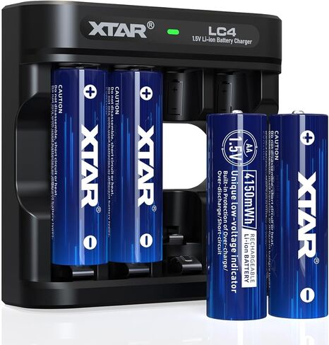 aa Batteries with Charger XTAR 1.5V Lithium aa Battery 4150mWh with LC4 Battert Charger (LC4+4pcs 1.5V AA 4150mWh) in Saudi Arabia