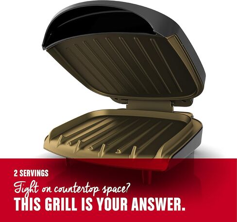 جورج فورمان شواية كهربائية كلاسيكية 2-Serving وجهاز ضغط بانيني، أسود، GR136B in Kuwait