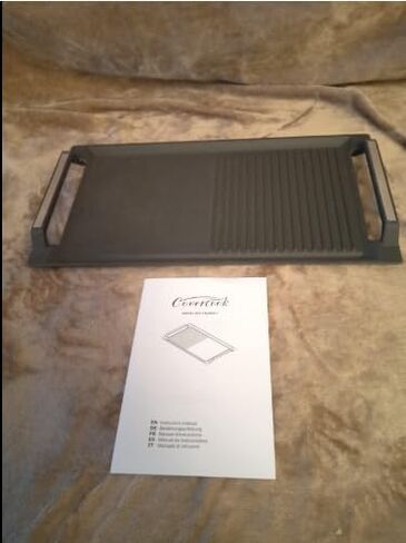 COVERCOOK Griddle Pan, Cast Iron Grill Hot Plate, Rectangular Grill, 2 handles with Flat and Ridged Surface for Induction Electric Cooktop，16.7 x 9.1inch in Saudi Arabia