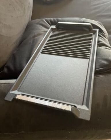 COVERCOOK Griddle Pan, Cast Iron Grill Hot Plate, Rectangular Grill, 2 handles with Flat and Ridged Surface for Induction Electric Cooktop，16.7 x 9.1inch in Saudi Arabia