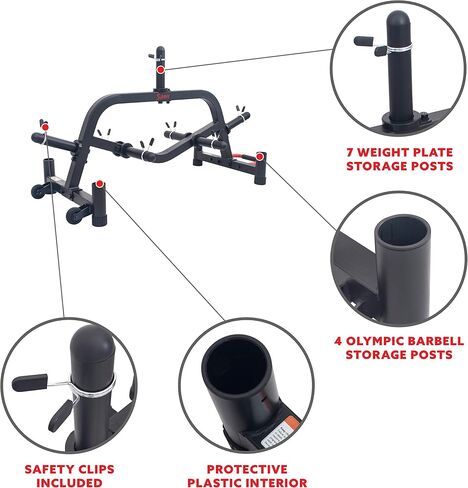 Sunny Health & Fitness Multi-Weight Plate and Barbell Rack Storage Stand - SF-XF9938 , Black in Kuwait