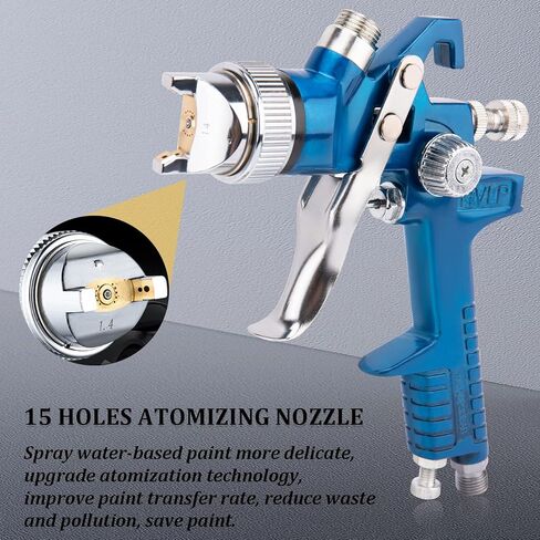 طقم مسدس رش HVLP 1.4 مم 1.7 مم 2.5 مم فوهات كوب ألومنيوم 1000 سي سي مع مقياس مسدس رش تغذية الجاذبية HVLP لطلاء السيارات التمهيدي للسيارة، طلاء الجدران، رش سطح الأثاث، طلاء القاعدة in Kuwait