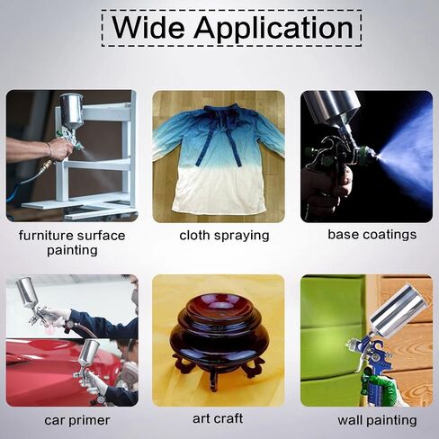 طقم مسدس رش HVLP 1.4 مم 1.7 مم 2.5 مم فوهات كوب ألومنيوم 1000 سي سي مع مقياس مسدس رش تغذية الجاذبية HVLP لطلاء السيارات التمهيدي للسيارة، طلاء الجدران، رش سطح الأثاث، طلاء القاعدة in Kuwait