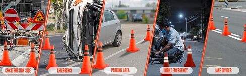 BRAAVY 18 Inch [4 Pack] Collapsible Orange Cones + Bright Yellow Caution Tape 3 Inch x 1000 feet, Safety Traffic Cones, for Parking, Safety Road, Construction Cones, Driving Training in Saudi Arabia