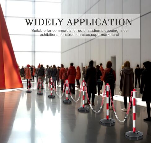 Delineator Post with Base, Traffic Delineator Posts, Traffic Safety Barrier with 5FT Plastic Chain, Traffic Safety Delineator Cones for Parking Lot, Construction Lot (6 Pack) in Saudi Arabia