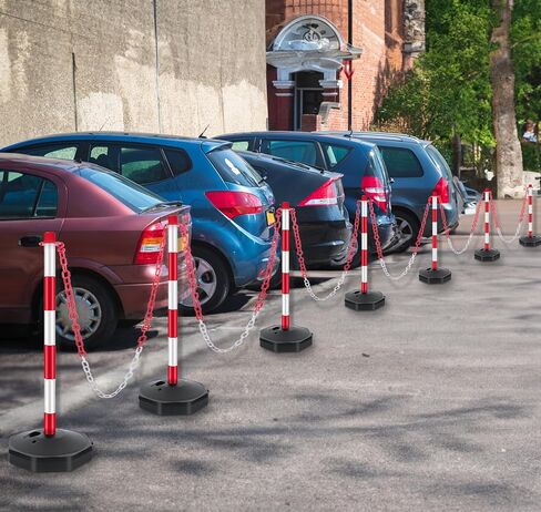 Delineator Post with Base, Traffic Delineator Posts, Traffic Safety Barrier with 5FT Plastic Chain, Traffic Safety Delineator Cones for Parking Lot, Construction Lot (6 Pack) in Saudi Arabia