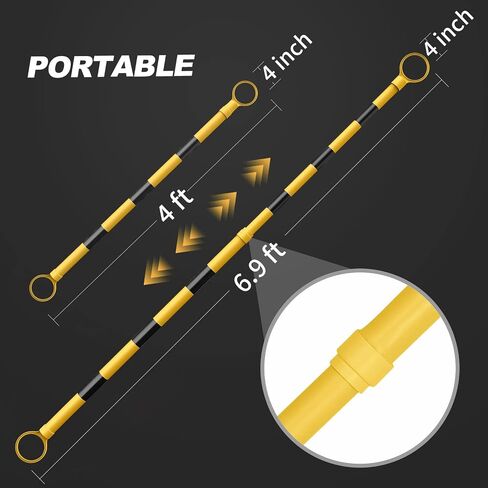 [2 PACK] 4' to 6.9' Retractable Cone Bar, Expandable Traffic Cone Bars for Parking Lots, Extendable Barricade for Road Construction, White/Red [ Cone Not Include ] in Kuwait
