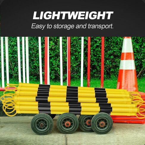 [2 PACK] 4' to 6.9' Retractable Cone Bar, Expandable Traffic Cone Bars for Parking Lots, Extendable Barricade for Road Construction, White/Red [ Cone Not Include ] in Kuwait