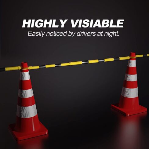 [2 PACK] 4' to 6.9' Retractable Cone Bar, Expandable Traffic Cone Bars for Parking Lots, Extendable Barricade for Road Construction, White/Red [ Cone Not Include ] in Kuwait