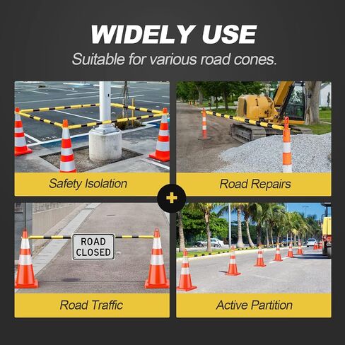 [2 PACK] 4' to 6.9' Retractable Cone Bar, Expandable Traffic Cone Bars for Parking Lots, Extendable Barricade for Road Construction, White/Red [ Cone Not Include ] in Kuwait