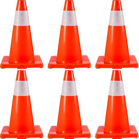 VEVOR Safety Cones, 28 in/73 cm Height, 12 PCS PVC Orange Traffic Cone with 2 Reflective Collars and Weighted Base, Used for Traffic Control, Driveway Road Parking and School Improvement in Saudi Arabia