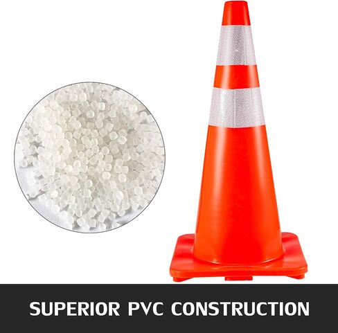 VEVOR Safety Cones, 28 in/73 cm Height, 12 PCS PVC Orange Traffic Cone with 2 Reflective Collars and Weighted Base, Used for Traffic Control, Driveway Road Parking and School Improvement in Saudi Arabia