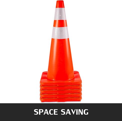 VEVOR Safety Cones, 28 in/73 cm Height, 12 PCS PVC Orange Traffic Cone with 2 Reflective Collars and Weighted Base, Used for Traffic Control, Driveway Road Parking and School Improvement in Saudi Arabia