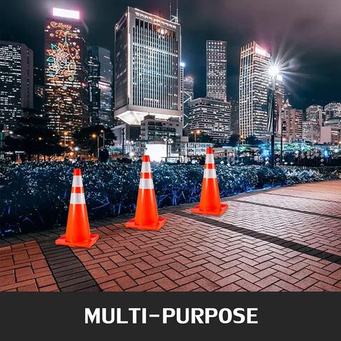 VEVOR Safety Cones, 28 in/73 cm Height, 12 PCS PVC Orange Traffic Cone with 2 Reflective Collars and Weighted Base, Used for Traffic Control, Driveway Road Parking and School Improvement in Saudi Arabia