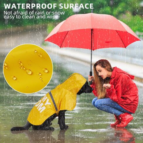 GreenJoy Dog Raincoat with Cute Print - Waterproof Dog Rain Jacket with Reflective Strips and Leash Hole,Adjustable Dog Rain Coat for Small,Medium and Large Dogs(Yellow (I Love My Mom), Medium) in Saudi Arabia