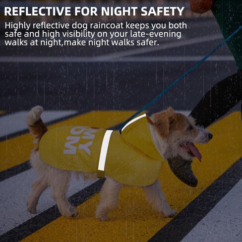 GreenJoy Dog Raincoat with Cute Print - Waterproof Dog Rain Jacket with Reflective Strips and Leash Hole,Adjustable Dog Rain Coat for Small,Medium and Large Dogs(Yellow (I Love My Mom), Medium) in Saudi Arabia