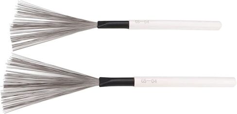 1 Pair Drum Stick Brushes,Maple Wooden Handle Drum Wire Brushes For Rock Band, Jazz Folk, Drummers,Beginners, Students(White) Performance Accessory in Saudi Arabia
