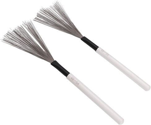 1 Pair Drum Stick Brushes,Maple Wooden Handle Drum Wire Brushes For Rock Band, Jazz Folk, Drummers,Beginners, Students(White) Performance Accessory in Saudi Arabia