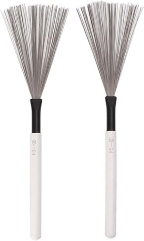 1 Pair Drum Stick Brushes,Maple Wooden Handle Drum Wire Brushes For Rock Band, Jazz Folk, Drummers,Beginners, Students(White) Performance Accessory in Saudi Arabia