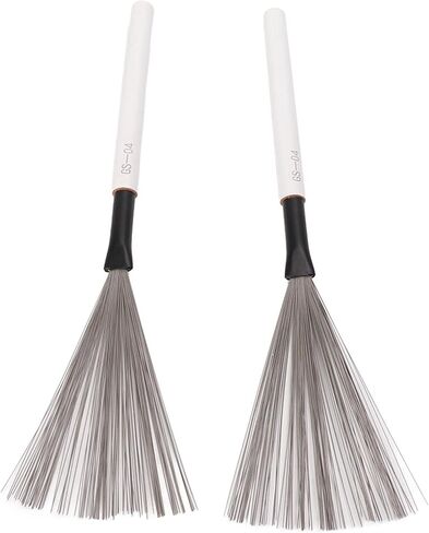 1 Pair Drum Stick Brushes,Maple Wooden Handle Drum Wire Brushes For Rock Band, Jazz Folk, Drummers,Beginners, Students(White) Performance Accessory in Saudi Arabia