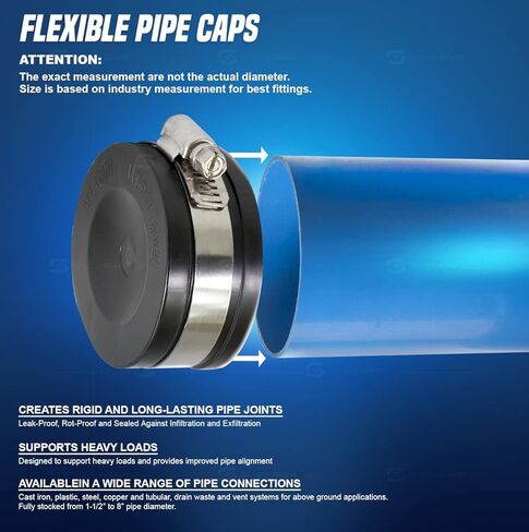 غطاء أنبوب PVC مرن Everflow 3952 مع مشابك من الفولاذ المقاوم للصدأ، 7.62 سم، أسود (عبوة من قطعة واحدة) in Saudi Arabia