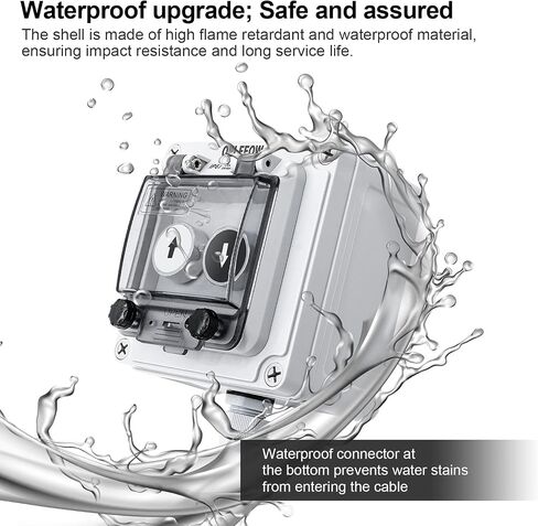 OELFFOW IP67 Button Switch Outdoor Waterproof Box Red Button Emergency Stop with Protective Cover Anti-misoperation Switch(AC/DC 6A-110V/3A-240V/2.5A-380V) in Kuwait