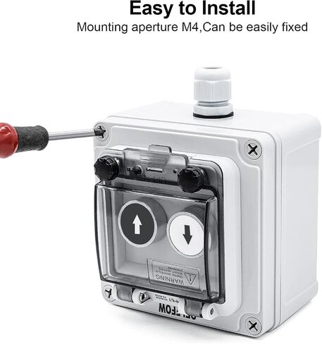 OELFFOW IP67 Button Switch Outdoor Waterproof Box Red Button Emergency Stop with Protective Cover Anti-misoperation Switch(AC/DC 6A-110V/3A-240V/2.5A-380V) in Kuwait