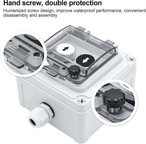OELFFOW IP67 Button Switch Outdoor Waterproof Box Red Button Emergency Stop with Protective Cover Anti-misoperation Switch(AC/DC 6A-110V/3A-240V/2.5A-380V) in Kuwait