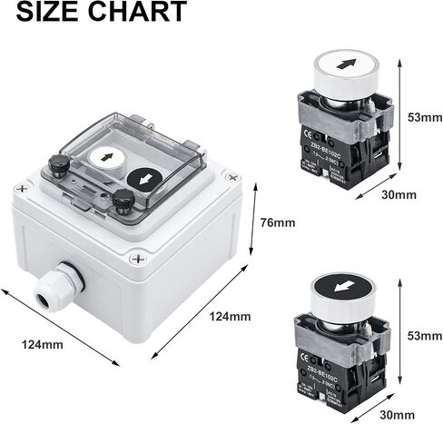 OELFFOW IP67 Button Switch Outdoor Waterproof Box Red Button Emergency Stop with Protective Cover Anti-misoperation Switch(AC/DC 6A-110V/3A-240V/2.5A-380V) in Kuwait