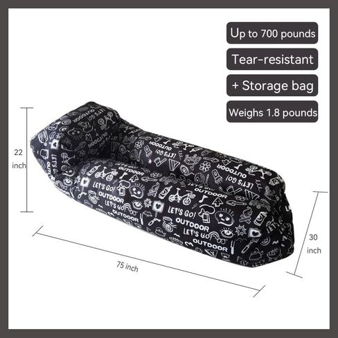 Arrebol Inflatable Couch Inflatable Chair Beach Essentials Camping Chair Portable Hammock Foldable Lazy Sofa Outdoor Bean Bag Chair Blow up Couch Inflatable Beach Chair Inflatable Lounger air Sofa in Saudi Arabia