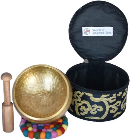 NHZ Meditation Yoga Singing Bowl Set With Mallet, Cushion & Brocade Bag - For Meditation, Chakra Healing, Prayer,Yoga, and Mindfulness (3 Inch Green) in Saudi Arabia