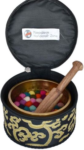 NHZ Meditation Yoga Singing Bowl Set With Mallet, Cushion & Brocade Bag - For Meditation, Chakra Healing, Prayer,Yoga, and Mindfulness (3 Inch Green) in Saudi Arabia