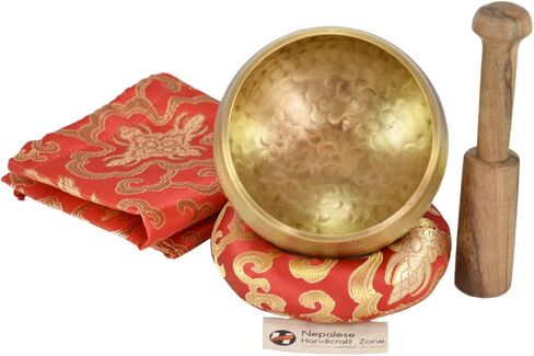 NHZ Meditation Yoga Singing Bowl Set With Mallet, Cushion & Brocade Bag - For Meditation, Chakra Healing, Prayer,Yoga, and Mindfulness (3 Inch Green) in Saudi Arabia