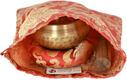 NHZ Meditation Yoga Singing Bowl Set With Mallet, Cushion & Brocade Bag - For Meditation, Chakra Healing, Prayer,Yoga, and Mindfulness (3 Inch Green) in Saudi Arabia