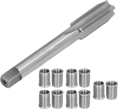 طقم إصلاح الخيط، أداة إصلاح الخيط، 10 قطع M10x1.0 إدراج الخيط و1 قطعة M12x1.0 صنبور الخيط، أدوات الصنبور أداة إصلاح خيط قابس الإشعال لإصلاح شمعات الإشعال in Saudi Arabia