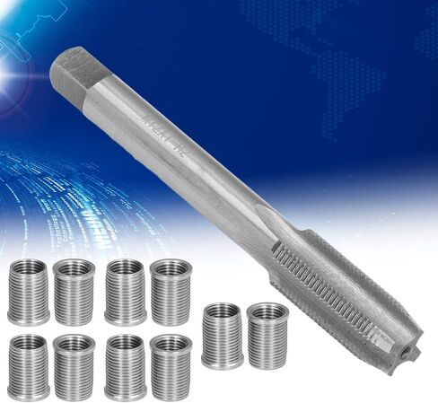 طقم إصلاح الخيط، أداة إصلاح الخيط، 10 قطع M10x1.0 إدراج الخيط و1 قطعة M12x1.0 صنبور الخيط، أدوات الصنبور أداة إصلاح خيط قابس الإشعال لإصلاح شمعات الإشعال in Saudi Arabia