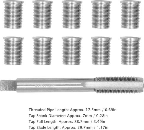 طقم إصلاح الخيط، أداة إصلاح الخيط، 10 قطع M10x1.0 إدراج الخيط و1 قطعة M12x1.0 صنبور الخيط، أدوات الصنبور أداة إصلاح خيط قابس الإشعال لإصلاح شمعات الإشعال in Saudi Arabia
