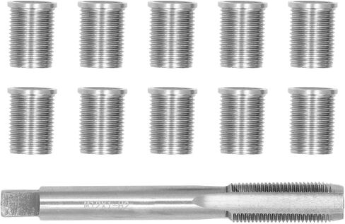 طقم إصلاح الخيط، أداة إصلاح الخيط، 10 قطع M10x1.0 إدراج الخيط و1 قطعة M12x1.0 صنبور الخيط، أدوات الصنبور أداة إصلاح خيط قابس الإشعال لإصلاح شمعات الإشعال in Saudi Arabia