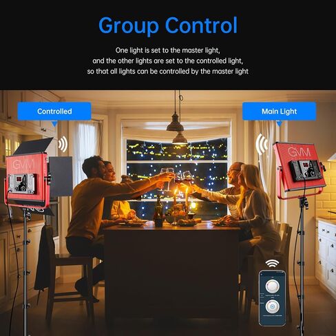 مجموعات إضاءة الفيديو GVM LED مع التحكم في التطبيق، عبوتان من إضاءة الفيديو ثنائية اللون 3200K~5600K، السطوع 10~100% لتصوير الفيديو، CRI97+ لوحة إضاءة فيديو LED مع Barndoor، حامل ثلاثي القوائم in Kuwait