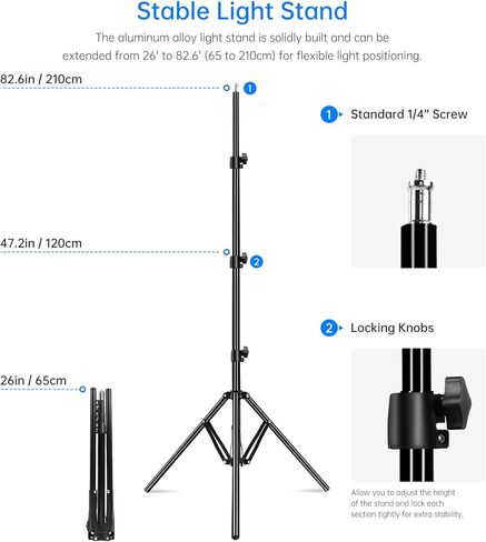 مجموعات إضاءة الفيديو GVM LED مع التحكم في التطبيق، عبوتان من إضاءة الفيديو ثنائية اللون 3200K~5600K، السطوع 10~100% لتصوير الفيديو، CRI97+ لوحة إضاءة فيديو LED مع Barndoor، حامل ثلاثي القوائم in Kuwait