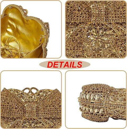 HUANG ZHUANG Crystal Clutch Bowknot Women Elegant Handbag For Wedding Prom Banquet Purses Party Bag in Saudi Arabia