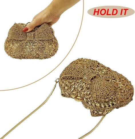 HUANG ZHUANG Crystal Clutch Bowknot Women Elegant Handbag For Wedding Prom Banquet Purses Party Bag in Saudi Arabia