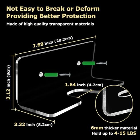 UCINNOVATE Transparent Acrylic Longboard Skateboard Rack Wall Mount, 1/4 inch Thick Clear Skateboard Hanger for Deck Display & Storage Floats Vertically, Fits Surfskate, Cruiser Board, Penny Board in Kuwait
