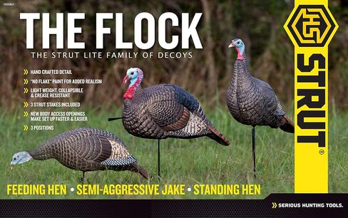 الصيادون التخصصيون HS Strut Lite Flock Jake & Feeding الدجاجة والدجاجة المستقيمة تركيا قابلة للطي مجوفة ومريحة الجسم واقعية مجموعة كومبو 3-Pack الأفخاخ in Saudi Arabia