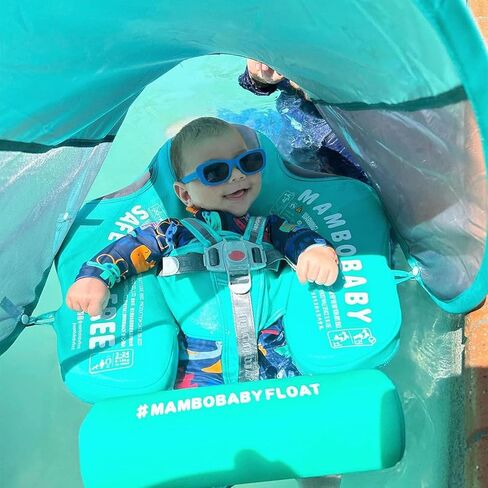 Baby Swim Float - Mambobaby Float with Canopy Add Tail, Avoid Flip Over, Non-Inflatable Solid Baby Float, Upgrade Soft Skin-Friendly, Adjustable Safety Strap, UPF 50+ Infant Pool Swimming Ring in Kuwait