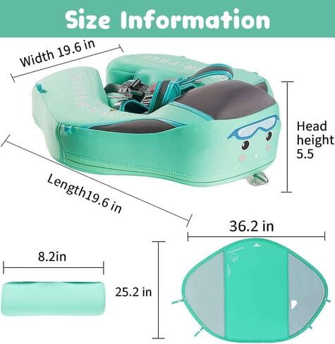Baby Swim Float - Mambobaby Float with Canopy Add Tail, Avoid Flip Over, Non-Inflatable Solid Baby Float, Upgrade Soft Skin-Friendly, Adjustable Safety Strap, UPF 50+ Infant Pool Swimming Ring in Kuwait